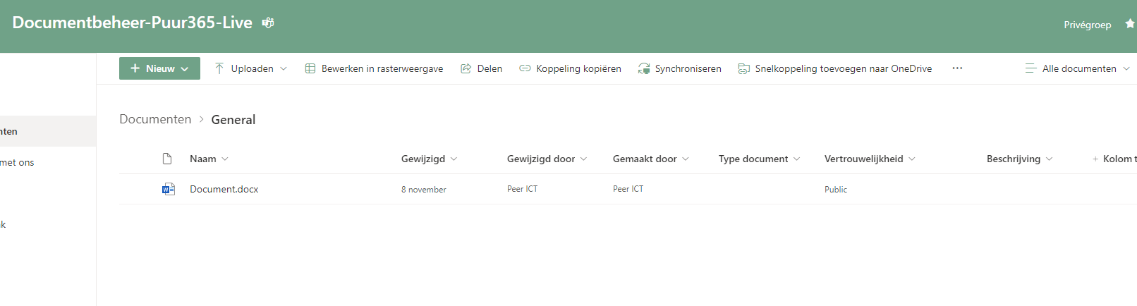 SharePoint documentbeheer screenshot