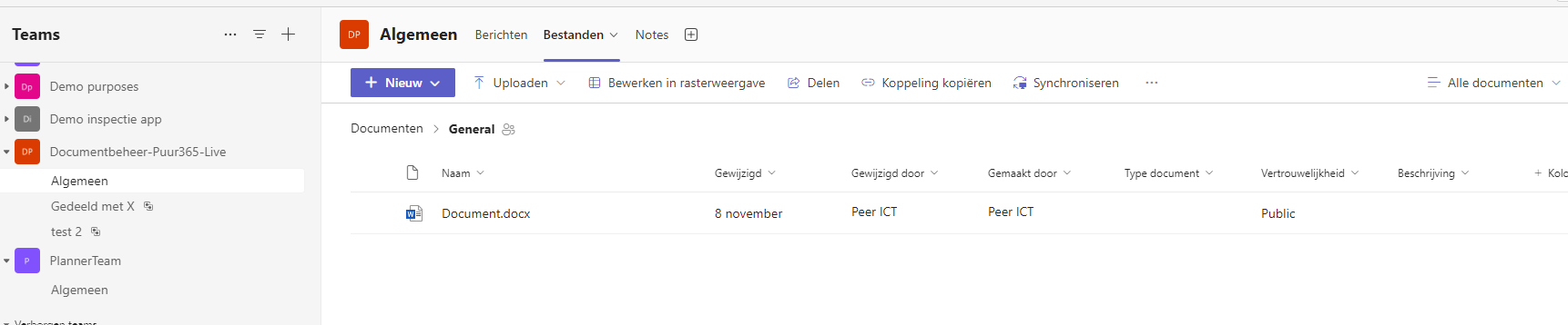 SharePoint documentbeheer screenshot