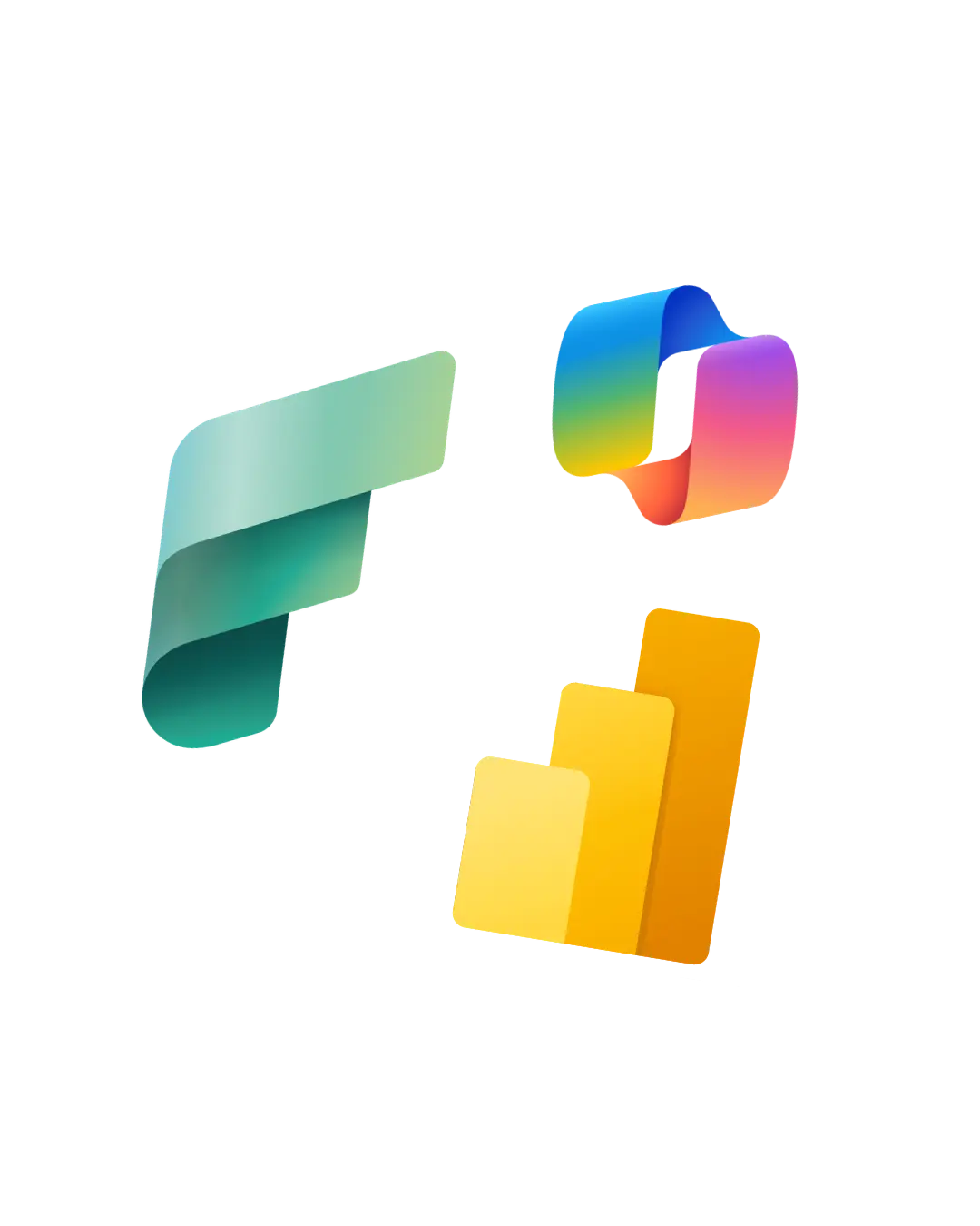Logo's van Microsoft Fabric, Copilot and Power BI.